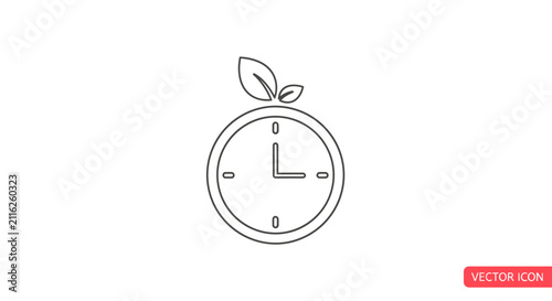 Bild auf Leinwand Simple clock with leaf on top.