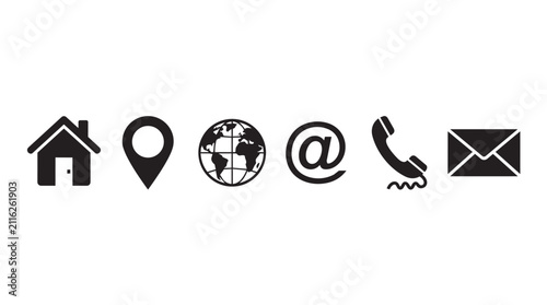 Contact us icons set. Business communication symbols for website and digital marketing.