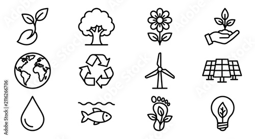 Canvastavla Eco Friendly Icons: Nature, Sustainability, Renewable Energy, Environment Protec