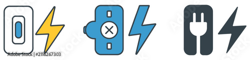 Fotografie Circuit breaker icons showcasing electrical disconnect mechanisms, circuit prote