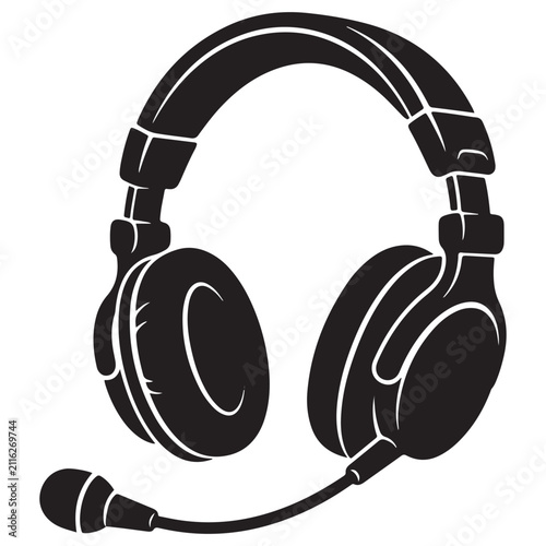 Headphone Silhouette Line Art Vector