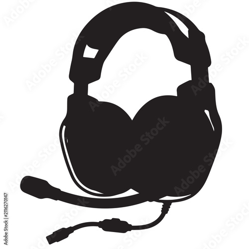 Headphone Silhouette Line Art Vector