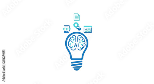 Photography Brain Inside Light Bulb Icon Symbol.