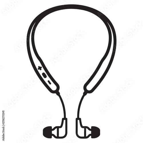 Headphone Silhouette Line Art Vector