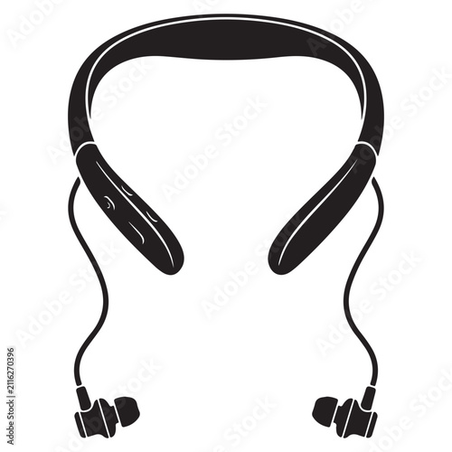 Headphone Silhouette Line Art Vector