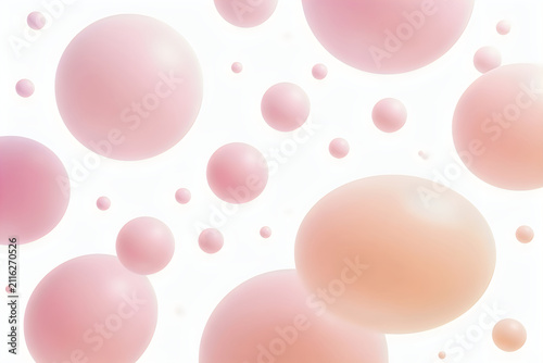 Abstract floating pink and peach spheres with abstract floating background