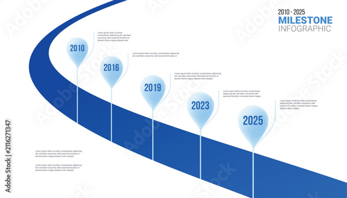 5 Steps Modern timeline diagram with road journey concept, presentation vector infographic.