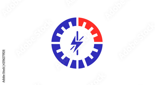 фотографія Electricity meter with lightning bolt.