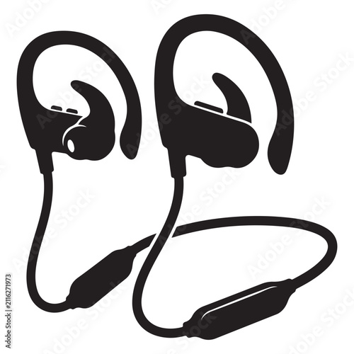 Headphone Silhouette Line Art Vector