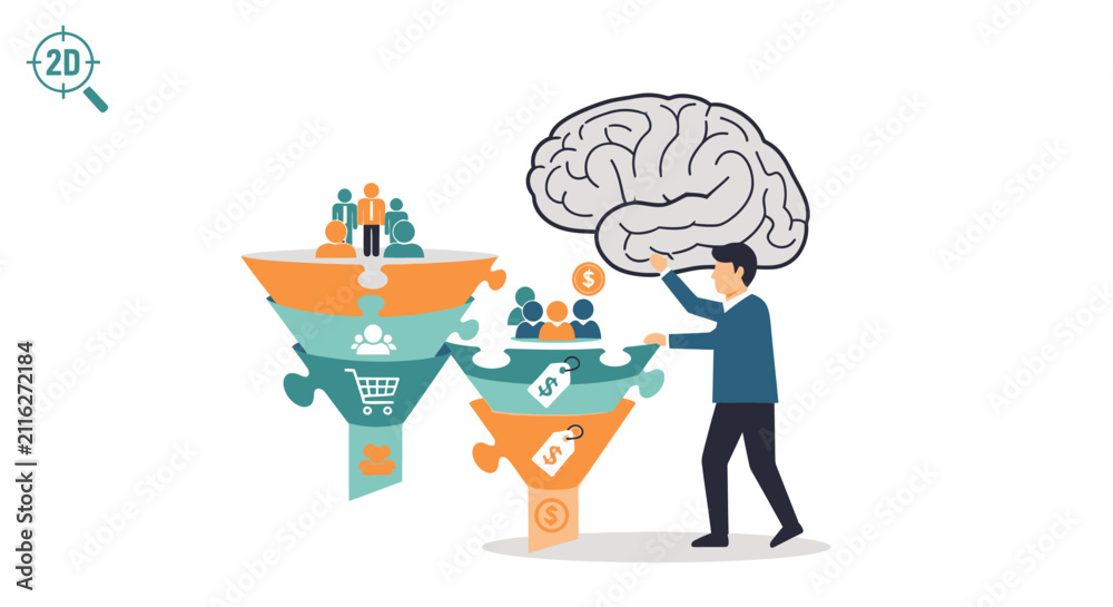 Foto Man thinking with big brain.