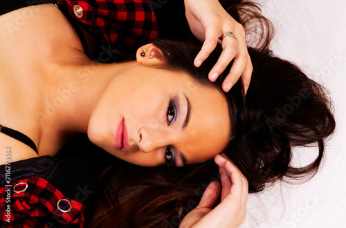 Reclining Portrait Of Attractive Caucasian Woman