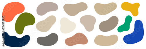 Set of various colorful organic abstract shapes and blobs isolated on a white background for design elements