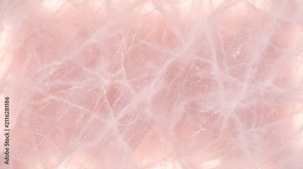 Fototapeta premium Close-up of luminous rose quartz texture with intricate natural veins, offering a soft, and organic background, for beauty and, wellness themes