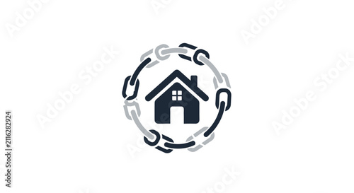 фотографія House protected by chain link circle.