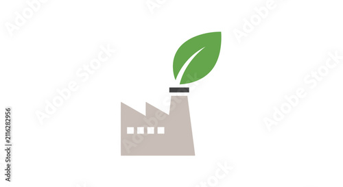 Green Factory Icon with Leaf Emblem.