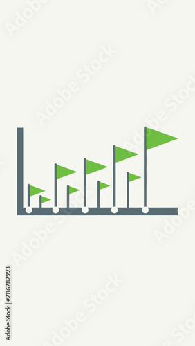 Green flags on a graph.