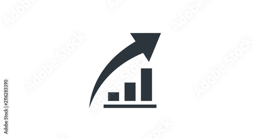 Obraz na płótnie Black bar chart with growing arrow.
