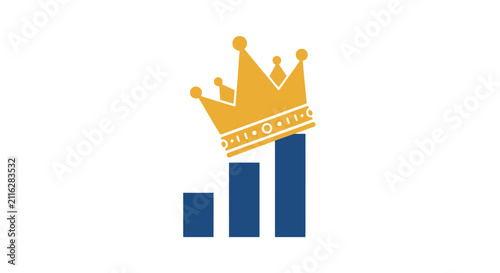 Foto Golden Crown on Bar Graph Chart.