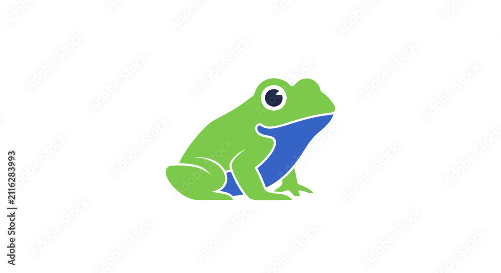 Obraz premium BrightGreenFrogIllustrationWithBlueAccents.