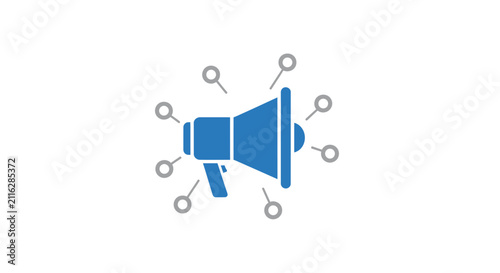 Obraz na plátně Blue Megaphone Loudspeaker Icon Graphic.