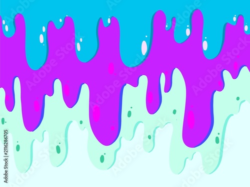 Abstract dripping shapes background in cyan, purple, and mint green with smooth rounded edges, resembling melting ice cream layers.