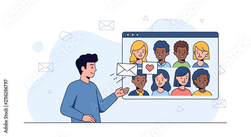 Man Sending Love Letter via Video Call - Online Communication, Relationships, and Connection