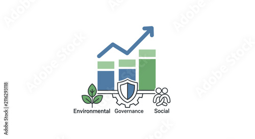 ESG Environmental Governance Social Shield Icon.