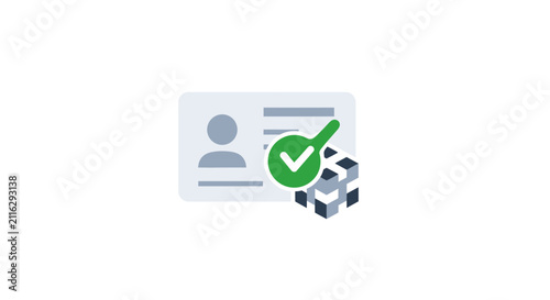 Green checkmark on ID card verification.