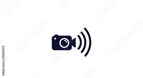Camera with wireless signal icon.