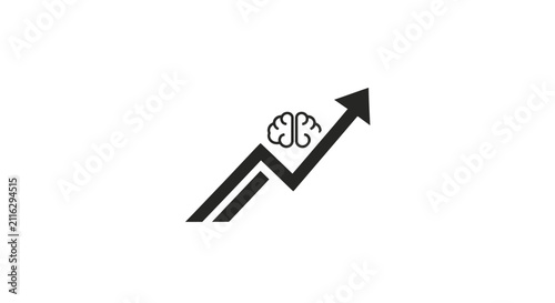 Quadro su tela Brain with arrow up symbol growth.