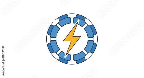 Poker Chip with Lightning Bolt Symbol.