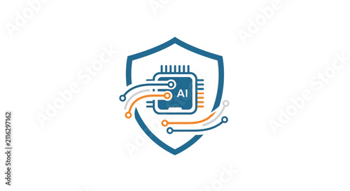 Artificial Intelligence Technology Shield Icon.