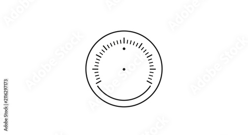 Simple black and white speedometer dial.