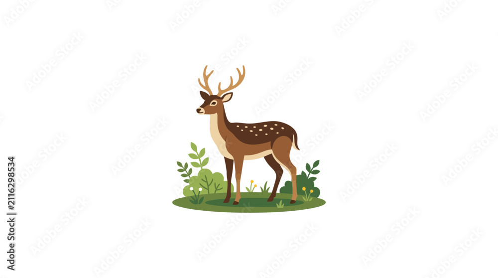 Fototapeta premium Spotted Deer Buck Vector Illustration
