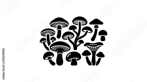 Mushroom Silhouette Clipart Set
