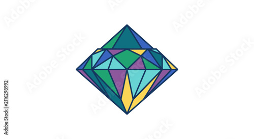 Geometric Diamond Gemstone Vector Illustration