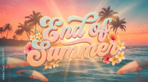 End of Summer Tropical Sunset Vacation Farewell Celebration Background