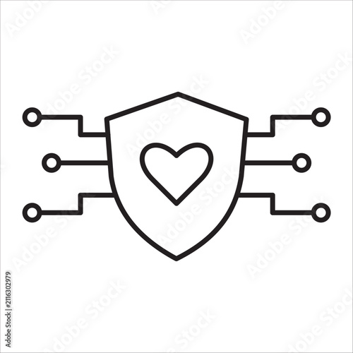 Digital insurance outline vector icon
