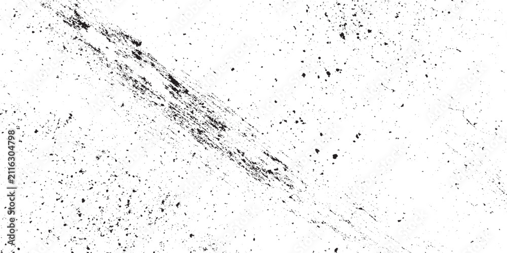 Obraz premium Grungy distressed overlay vintage rough scratched black particles are surrounding on the white background as black and white grunge texture