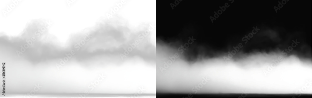 Naklejka premium White Fog or Smoke Overlay Effect on white and Black Backgrounds