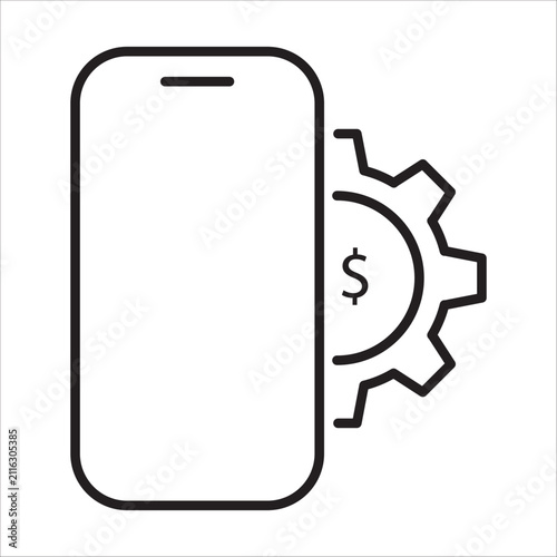 Mobile payment settings outline vector icon