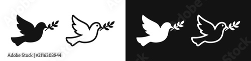 Фотография Peace Dove Bird Icon Set