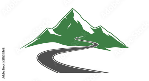Fotografie Winding road to mountain peaks landscape.