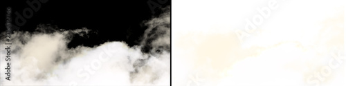 Voluminous realistic white clouds isolated on black and transparent backgrounds serve as high resolution assets for landscape enhancement and matte painting projects.