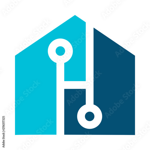 Modern Digital House Circuit Logo with Smart Home Technology Design for Real Estate Automation and IoT Branding