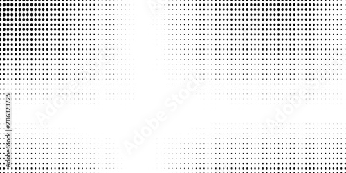Grunge halftone gradient texture. Black dotted grain grit wallpaper. Pixel noise bitmap pattern background. Fading comic cartoon overlay. Rasterized pixelated anime or manga backdrop. Vector