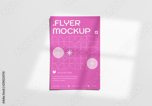 A4 Paper Flyer Mockup. Poster With Natural Window Shadow