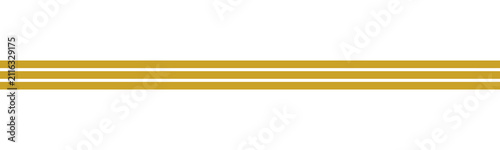 Minimal Three Gold Horizontal Lines Border Divider Isolated on Transparent Background PNG