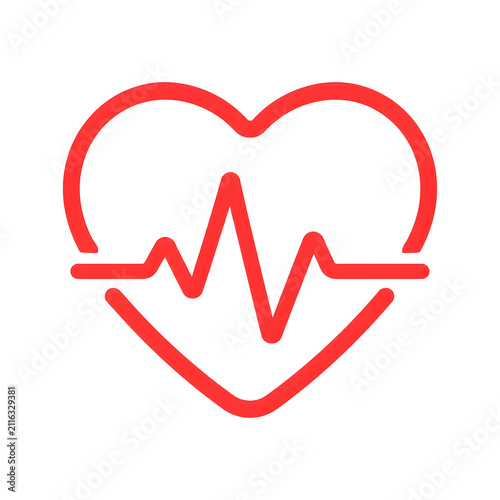 Red heart icon with a pulse line
