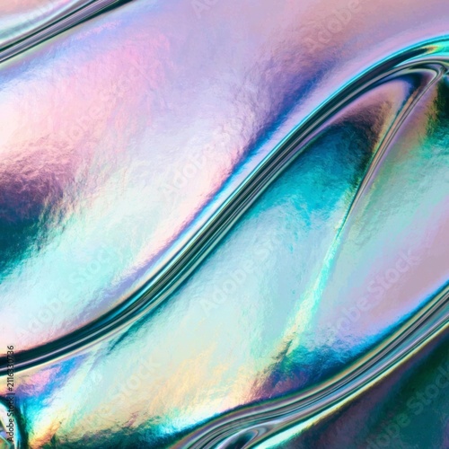 A mesmerizing holographic surface featuring an iridescent oil slick gradient that showcases vibrant reflections and shimmering effects perfect for artistic and abstract backgrounds